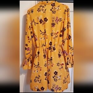 SHEIN Mustard Floral Print  Dress Size M Very Good Condition Fall Colors